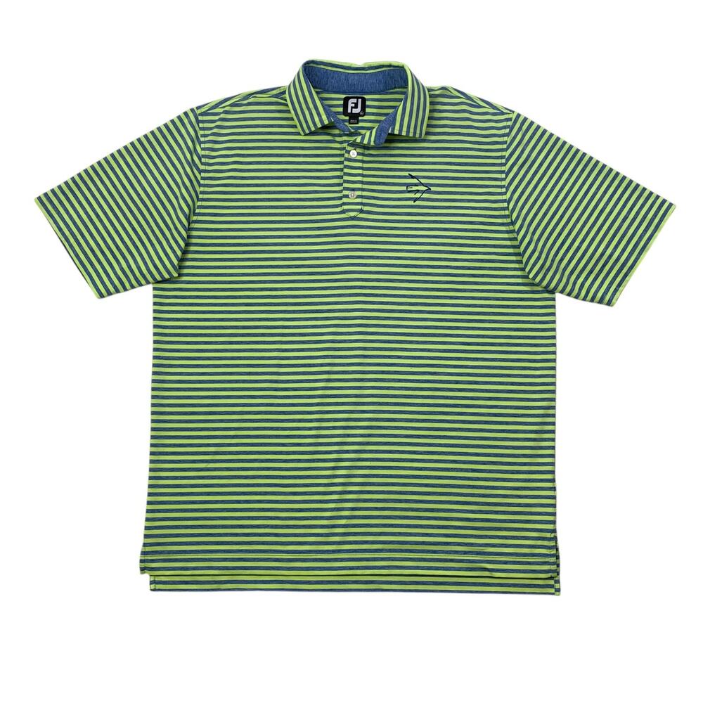 FJ FootJoy Shirt Mens XL Extra Large Ocean Blue Cactus Green Striped Golf Polo